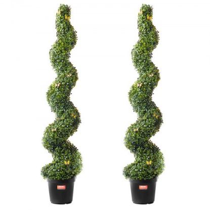 Picture of VEVOR Artificial Topiaries Boxwood Trees, 16” Tall (2 Pieces), Ball-Shape Faux Topiaries Plant, All-year Green Feaux Plant Decorative Balls for Backyard, Balcony,Garden, Wedding and Home Décor