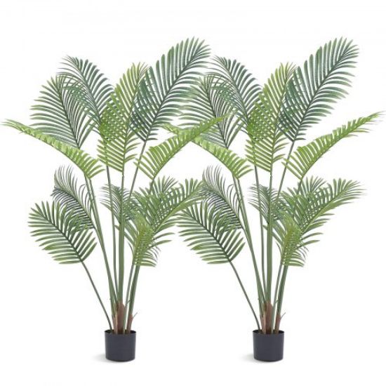 Picture of VEVOR Artificial Palm Tree, 6 FT Tall Faux Plant, Secure PE Material & Anti-Tip Tilt Protection Low-Maintenance Plant, Lifelike Green Fake Tree for Home Office Warehouse Decor Indoor Outdoor