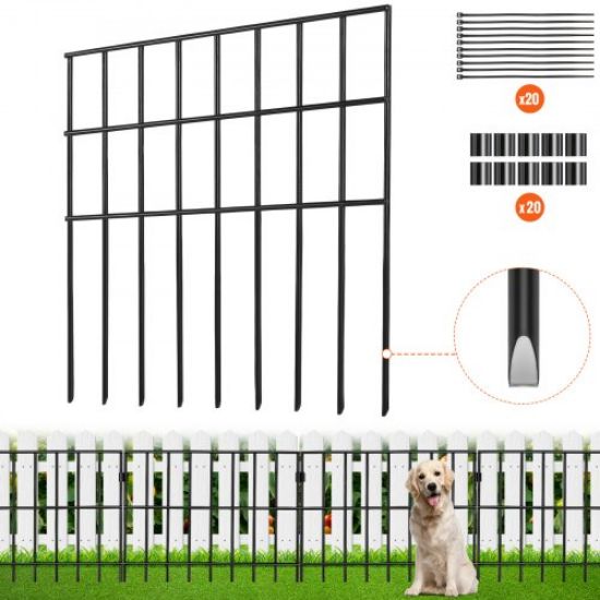 Picture of VEVOR Animal Barrier Fence 19 Pack, No Dig Fence 17in(H) x11ft(L), Underground Decorative Garden Fencing with 1.5 Inch Spike Spacing, Metal Dog Fence for The Yard and Outdoor Patio