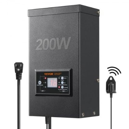 Picture of VEVOR 600W Low Voltage Landscape Transformer with Timer and Photocell Sensor, Waterproof Landscape Lighting Transformer, 120V AC to 12V/14V AC for Outdoor, Spotlight, Pathway Light, Pool light, ETL