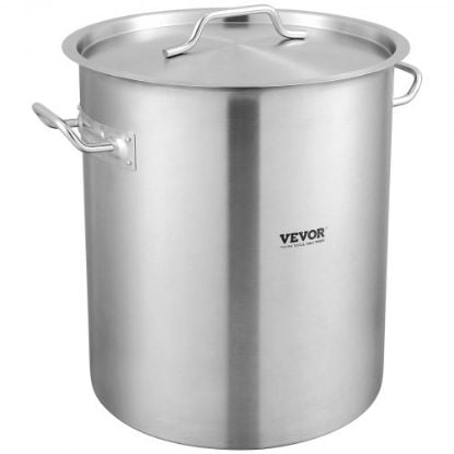 Picture of VEVOR Stainless Steel Stockpot, 42 Quart Large Cooking Pots, Multipurpose Cookware Sauce Pot with Lid & Handle, Heavy Duty Commercial Grade Stock Pot, Sanding Treatment, for Large Groups Events Silver