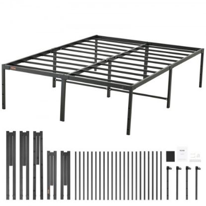 Picture of VEVOR 18 Inch Queen Metal Bed Frame Platform, No Box Spring Needed, 1500 lbs Loading Capacity Embedded Heavy Duty Mattress Foundation with Steel Slat Support, Easy Assembly, Noise Free