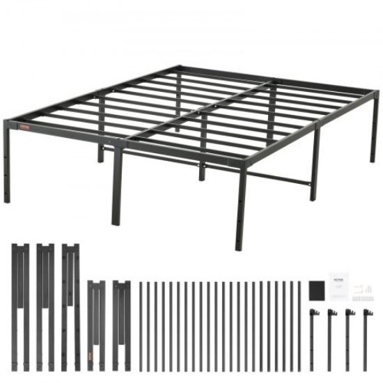 Picture of VEVOR 14 Inch Queen Metal Bed Frame Platform, No Box Spring Needed, 1500 lbs Loading Capacity Embedded Heavy Duty Mattress Foundation with Steel Slat Support, Easy Assembly, Noise Free