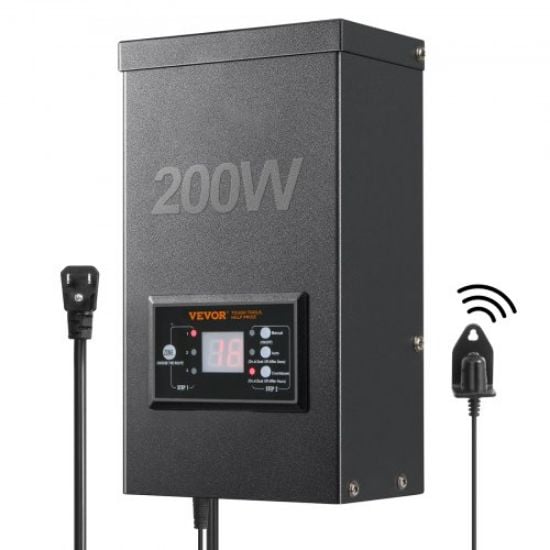 Picture of VEVOR 200W Low Voltage Landscape Transformer with Timer and Photocell Sensor, Waterproof Landscape Lighting Transformer, 120V AC to 12V/14V AC for Outdoor, Spotlight, Pathway Light, Pool light, ETL