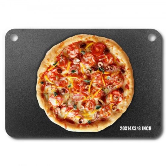 Picture of VEVOR Pizza Steel, 13.5" x 10" x 1/4" Pizza Steel Plate for Oven, Pre-Seasoned Carbon Steel Pizza Baking Stone with 20X Higher Conductivity, Heavy Duty Pizza Pan for Outdoor Grill, Indoor Oven