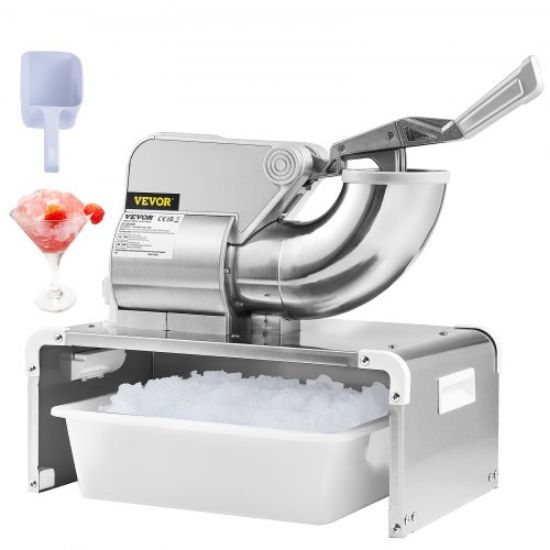 Picture of VEVOR Ice Crushers Machine, 661lbs Per Hour Electric Snow Cone Maker with 4 Blades, Stainless Steel Shaved Ice Machine with Cover, 300W Ice Shaver Machine for Margaritas, Home and Commercial Use