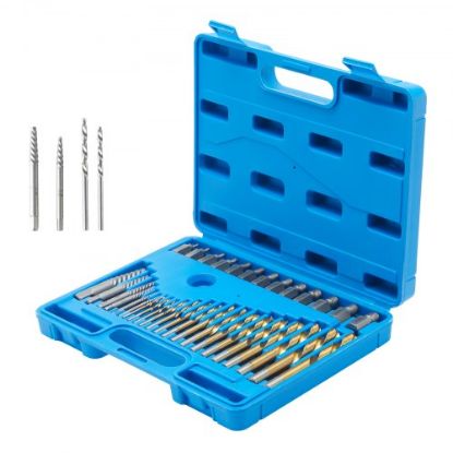 Picture of VEVOR 48-Piece Bolt Extractor Screw Extractor Set, with 13 PCS Bolt Extractor Set, 19 PCS Screw Extractors, 16 PCS Reverse HSS Drill Bits, Storage Case, for Removing Damaged Bolts, Screws, and Nuts