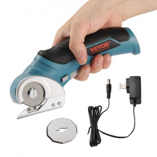 Picture of VEVOR Cordless Electric Scissors, 3.6 V 2000 mAh Mini Electric Fabric Cutter, 1.6" SKH9 Sharp Blade, with Replacement Blade and Battery Charger, for Cutting Carpet, Cardboard, Leather, Paper, Plastic