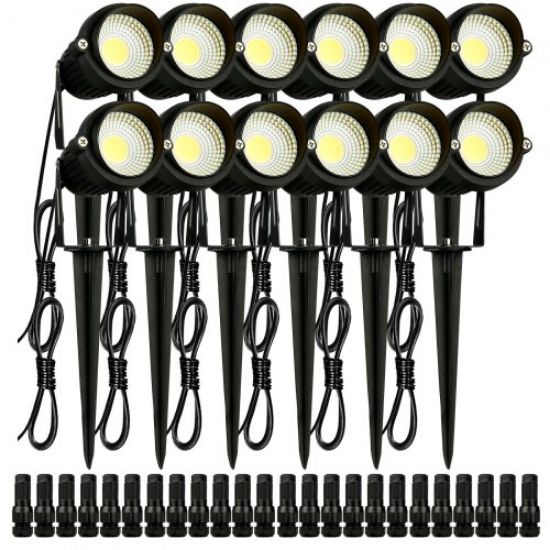 Picture of VEVOR Landscape Lighting, 6W Low Voltage LED Landscape Lights, IP66 Waterproof Landscape Spotlights Yard Lawn Garden Pathway Outdoor Lights 12V 24V 450LM Warm White 3000K (12 Pack with Connectors)