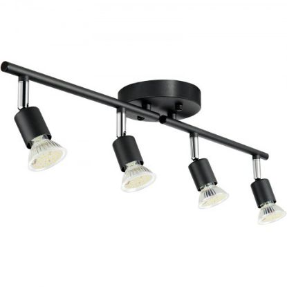 Picture of VEVOR 4-Light LED Track Lighting Kit, Ceiling Spot Light with Rotatable Light Arms and Heads, 24.8" Track Lighting Fixture, Included 4 GU10 3000K Bulbs for Indoors Exhibition, Kitchen, Living Room