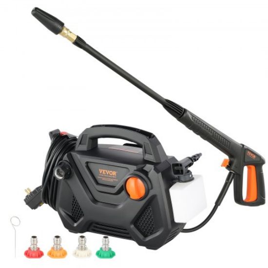 Picture of VEVOR Electric Pressure Washer, 2150-PSI 1.85-GPM, Foam Cannon High-Pressure with 5 Different Nozzle, 20ft Hose/35ft Cord Lightweight Washer, Portable Cleans Cars/Fences/Patios/Furniture/Floor/Window