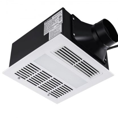 Picture of VEVOR Bathroom Exhaust Fan, 8 LED Colors, 110 CFM Efficiency Ventilation, 1.5sones Low Noise All-Copper Motor, Energy-Saving Bathroom Ceiling Fan, Need For Attic Access, For Various Ceilings