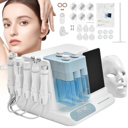 Picture of VEVOR 7 in 1 Hydrogen Oxygen Facial Machine, Professional Hydrafacial Machine for Spa, Hydro Facial Cleansing Rejuvenation Machine with 7-inch LCD Screen, 6 Skincare Probes, 7-Color Light Beauty Mask