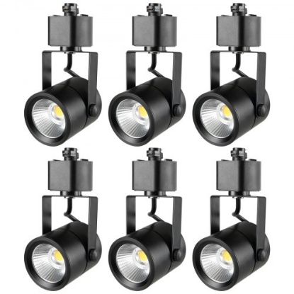 Picture of VEVOR LED Track Lighting Heads, 6.5W 3000K 470lm Warm White, Dimmable H Type Track Light Head, CRI85+ True Color Rendering Adjustable Tilt Angle Track Lighting Fixture for Accent Retail, 6 Pack, Black