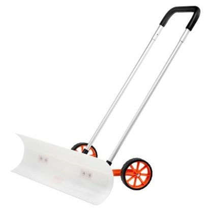 Picture of VEVOR Snow Shovel with Wheels, 30 inch Snow Shovel for Driveway, Metal Snow Shovel Pusher for Snow Removal, Heavy Duty Shovel Pusher with Wide Blade and U-shaped Aluminum Alloy Handle