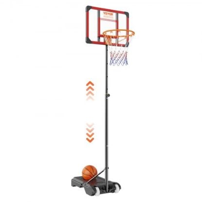 Picture of VEVOR Basketball Hoop, 4-10 ft Adjustable Height Portable Backboard System, 44 inch Basketball Hoop & Goal, Kids & Adults Basketball Set with Wheels, Stand, and Fillable Base, for Outdoor/Indoor