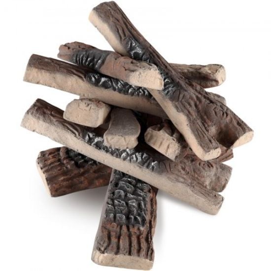 Picture of VEVOR 6 Pcs Large Withe Birch Logs, Gas Fireplace Ceramic Logs for Fire place, Heat-Resistant Wood Log Gas Realistic Logs, Stackable Wood Branches for Gas Fireplace, Firebowl Indoor or Outdoor