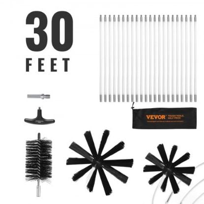 Picture of VEVOR 50 FEET Dryer Vent Cleaner Kit, 37 Pieces Duct Cleaning Brush, Reinforced Nylon Dryer Vent Brush, Dryer Cleaning Tools Lint Remover with Flexible Lint Trap Brush, Clamp Connectors