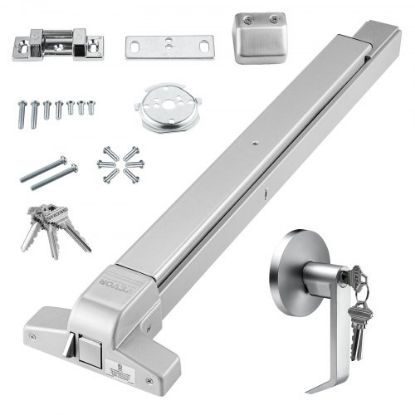 Picture of VEVOR Push Bar Door Locks, Carbon Steel Panic Bars for Exit Doors, with Exterior Lever and 3 Keys, Push Bar Panic Exit Device Door Hardware for Metal Wood Door, for Left and Right Handed Doors