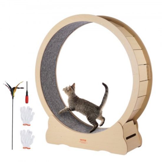 Picture of VEVOR Cat Exercise Wheel, Large Cat Treadmill Wheel for Indoor Cats, 52 inch Cat Running Wheel with Detachable Carpet and Cat Teaser for Running/Walking/Training, Suitable for Most Cats