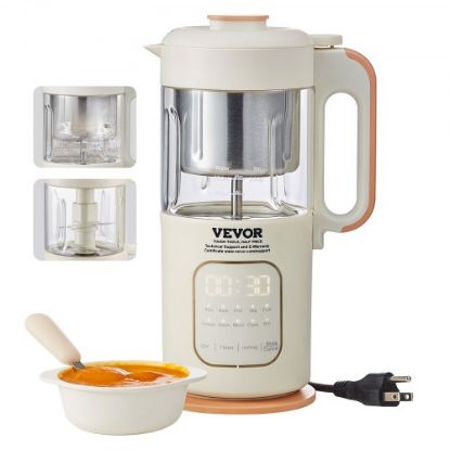 Picture of VEVOR Baby Food Maker, 430W Baby Food Processor with 750 ml Tritan Bowl, SUS304 Stainless Steel, 5 in 1 Baby Food Puree Blender Steamer Grinder for Food, Fruit, Vegetable, Meat