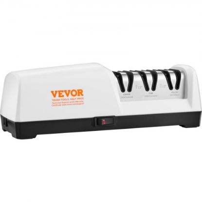 Picture of VEVOR Electric Knife Sharpener, 3 Stages Kitchen Knife Sharpener for Quick Sharpening & Polishing, Professional Knife Sharpener with Diamond Abrasives, 15° Angle Guides, and Metal Dust Collection Box