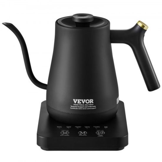 Picture of VEVOR 1L Electric Gooseneck Kettle, 1200W Fast Heating Gooseneck Pour Over Coffee Tea Kettle, 304 Food Grade Stainless Steel Hot Water Boiler Heater with Boil-Dry Protection, Auto Shut-off