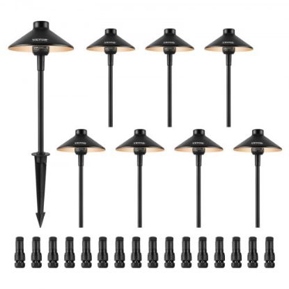 Picture of VEVOR 8 Pack Low Voltage Landscape Path Lights, 3W 210LM 12V-24VAC/DC Outdoor LED Pathway Lighting, 3000K Warm White Walkway Lights with Quick Connectors, IP66 Waterproof for Yard Garden Sidewalk