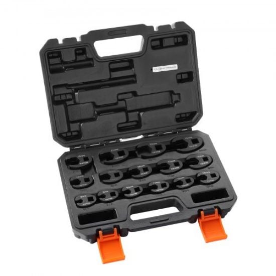 Picture of VEVOR Crowfoot Wrench Set, 1/2" Drive 14-Piece SAE (1-1/16" - 2") Crows Foot Wrench Set with Storage Tray,  40CR Material with Laser Etched Sizing, for Mechanical Maintenance and Repairs