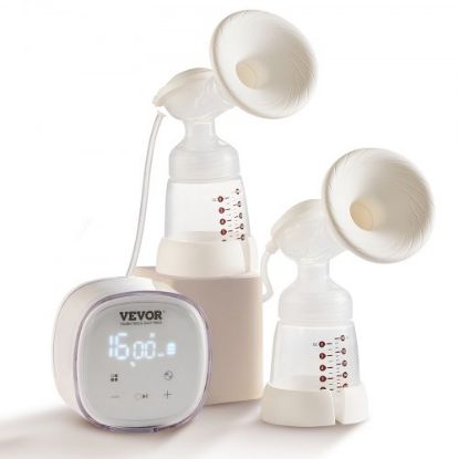 Picture of VEVOR Breast Pump, Single/Double Adjustable Electric Breast Pumps, 4 Modes & 9/15 Levels, Reciprocating Piston Pumps, 4000mAH Anti-Backflow Breastfeeding Pump with 300mmHg High Suction, 18/22mm Flange