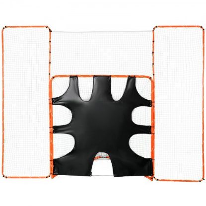 Picture of VEVOR Lacrosse Goal, 6' x 6' Lacrosse Net, Folding Portable Backyard Lacrosse Training Equipment, Steel Frame Training Net, Quick & Easy Setup Lacrosse Goal, Perfect for Youth Adult Training, Orange