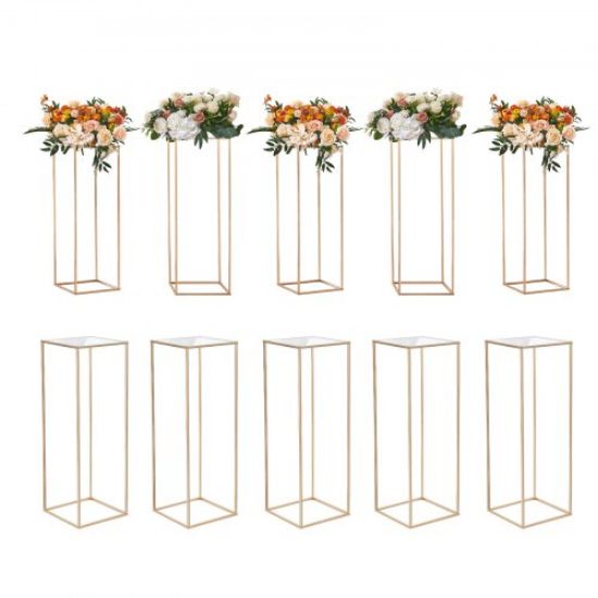 Picture of VEVOR 10PCS 35.43inchTall Crystal Wedding Flowers Stand, Luxurious Centerpieces Flower Vases Crystal Gold Vase Metal, Perfect for T-stage Wedding Party Ceremony Dinner Event Hotel Home Decor