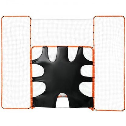 Picture of VEVOR Hockey and Lacrosse Goal Backstop with Extended Coverage, 12' x 9' Lacrosse Net, Complete Accessories Training Net, Quick Easy Setup Backyard Lacrosse Equipment, Perfect for Youth Adult Training