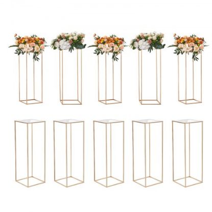 Picture of VEVOR 2PCS 31.5inch High Wedding Flower Stand, With Acrylic Laminate,Acrylic Vase Column Geometric Centerpiece Stands, Floral Display Rack for T-Stage Events Reception, Party Decoration Home