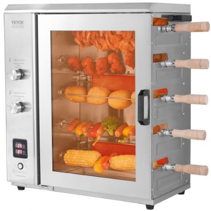 Picture of VEVOR Shawarma Grill Machine, 5 Strings of Barbecue Capacity, Chicken Shawarma Cooker Machine with 2 Burners, Gas Vertical Broiler Gyro Rotisserie Oven Doner Kebab Machine, for Home Restaurant Kitchen