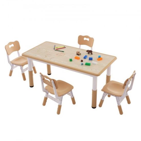 Picture of VEVOR Kids Art Table and 2 Chairs, 2-in-1 Toddler Craft and Play Activity Table, Wood Toddler Table and Chair Set with A Cabinet for Art, Craft, Reading, Learning