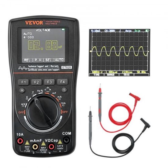 Picture of VEVOR Digital Oscilloscope, 1GS/S Sampling Rate, 100MHZ Bandwidth Portable Oscilloscope with 4 Channels 7-inch Color Screen, 30 Automatic Measurement Functions for Electronic Circuit Testing DIY