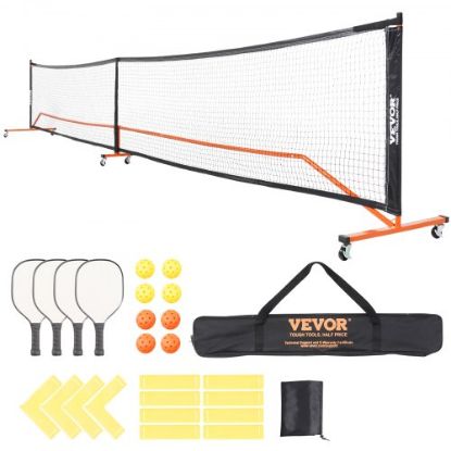 Picture of VEVOR Pickleball Net Set, 22FT Regulation Size Portable Pickleball System with Carrying Bag & Balls & Paddles, Weather Resistant Steady Metal Frame & Strong PE Net, for Outdoor Backyard Driveway