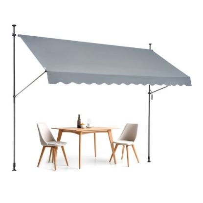 Picture of VEVOR Manual Retractable Awning, 78" Outdoor Retractable Patio Awning Sunshade Shelter, Adjustable Patio Door Window Awning Canopy with 39" Sun Shade Curtain for Backyard, Garden, Balcony