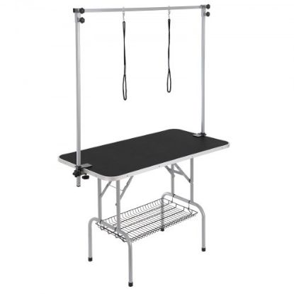 Picture of VEVOR Pet Grooming Table Two Arms with Clamp, 36''x24'' Dog Grooming Station, Foldable Pets Grooming Stand for Medium and Small Dogs, Free No Sit Haunch Holder with Grooming Loop, Bearing 330lbs