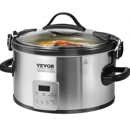 Picture of VEVOR Slow Cooker, 7QT 280W Electric Slow Cooker Pot with 3-Level Heat Settings, Digital Slow Cookers with Locking Lid, 20 Hours Max Timer, Ceramic Inner Pot for Commercial/Home Use