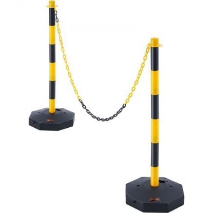 Picture of VEVOR Traffic Delineator Post Cones, 2 Pack, Traffic Safety Delineator Barrier with 16.93 x 16.93 in Rubber Base, for Traffic Control Warning Outdoor Indoor Use Parking Lot Construction Caution Roads