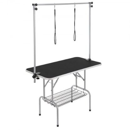 Picture of VEVOR Pet Grooming Table Two Arms with Clamp, 46'' Dog Grooming Station, Foldable Pets Grooming Stand for Medium and Small Dogs, Free No Sit Haunch Holder with Grooming Loop, Bearing 330lbs