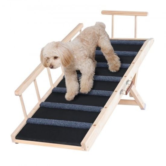 Picture of VEVOR Dog Ramp, Folding Pet Ramp for Bed, Adjustable Dog Ramp for Small, Large, Old Dogs & Cats, Wooden Pet Ramp with 47.2" Long Ramp, Adjustable from 13.8" to 27.6", Suitable for Couch, Sofa, Car