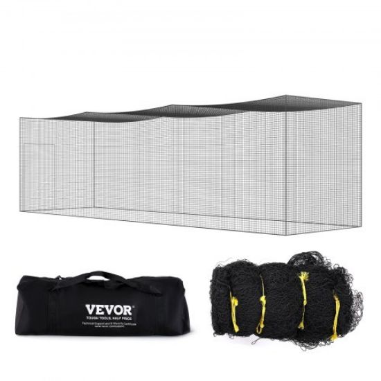 Picture of VEVOR Baseball Batting Cage, Softball and Baseball Batting Cage Net and Frame, Practice Portable Cage Net with Carry Bag, Heavy Duty Enclosed Pitching Cage, for Backyard Batting Hitting Training, 12FT