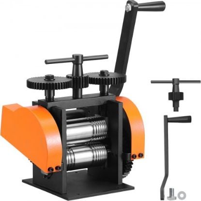 Picture of VEVOR Rolling Mill, 2.95"/75 mm Jewelry Rolling Mill Machine, 1: 2 Gear Ratio, 3-in-1 Multi-function Rolling Mill, 0.03-6.5mm Press Thickness for Metal Jewelry Making Sheet Square Wire Semicircle