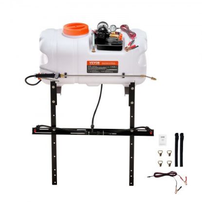 Picture of VEVOR ATV Spot Sprayer, 15.9 Gal/60 L ATV/UTV Broadcast Sprayer with A Nozzle Boom, 12 V Pump Weed Sprayer with Water Tank, 1.9 GPM Flow Rate, Adjustable 0-72 PSI, 20FT Hose, White