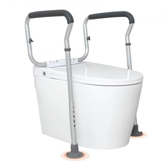 Picture of VEVOR Toilet Safety Rail, Folding Toilet Seat Frame, Adjustable Width & Height Fit Most Toilets, Supports 300lbs, Stand Alone Toilet Handles Grab Bars with Padded Arms for Handicap, Disabled, Seniors