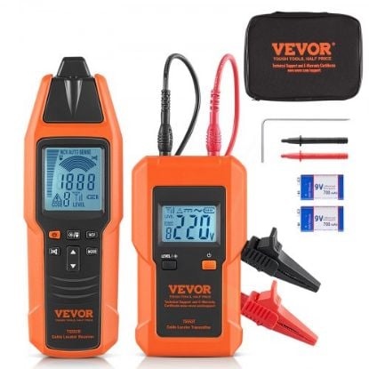 Picture of VEVOR Underground Cable Locator, 3 FT Max. Detection Depth, 12 to 600V (NVC) Wire Tracer Break Detector Finder, 6561 FT Max.Detection Length for Electrical Circuits Pipelines Dog Fence Buried Cables