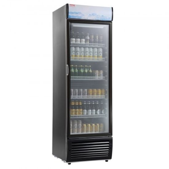 Picture of VEVOR Commercial Merchandiser Refrigerator, 6.8 Cu.Ft / 195L Beverage Refrigerator Cooler Merchandiser, Glass Door Display Refrigerator Upright Fridge with 3 Adjustable Shelves, Customizable Lightbox